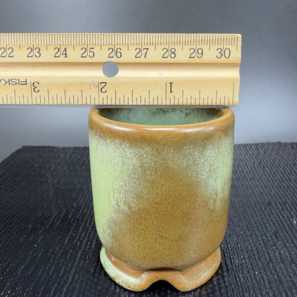 Frankoma Pottery Plainsman Toothpick Holder Bud Vase Prairie Green Marked VTG - Picture 2 of 9